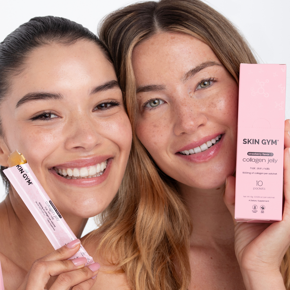 Girls using Skin Gym's Collagen Jelly products