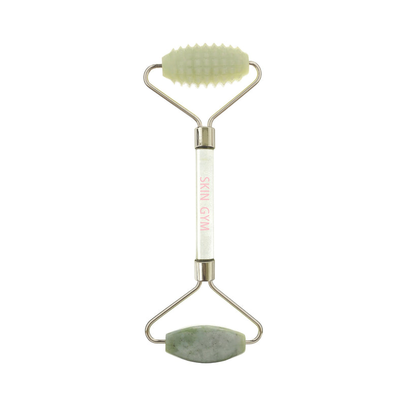 Jade Double Duty Smooth & Textured 2D Face Roller with clear handle - Skin Gym
