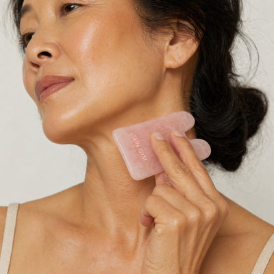 Square Rose Quartz Gua Sha - Skin Gym